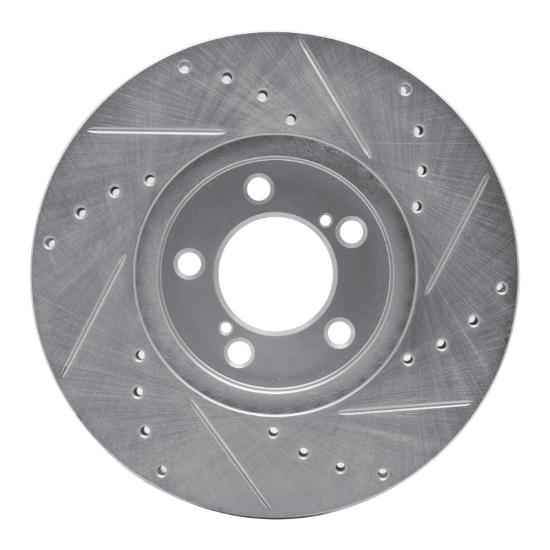 Ford Thunderbird Brake Rotor (1) - Front Left - R1 Concepts - Drilled & Slotted - Silver - `93-`07